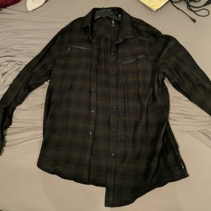 Fleece button up plaid flannel